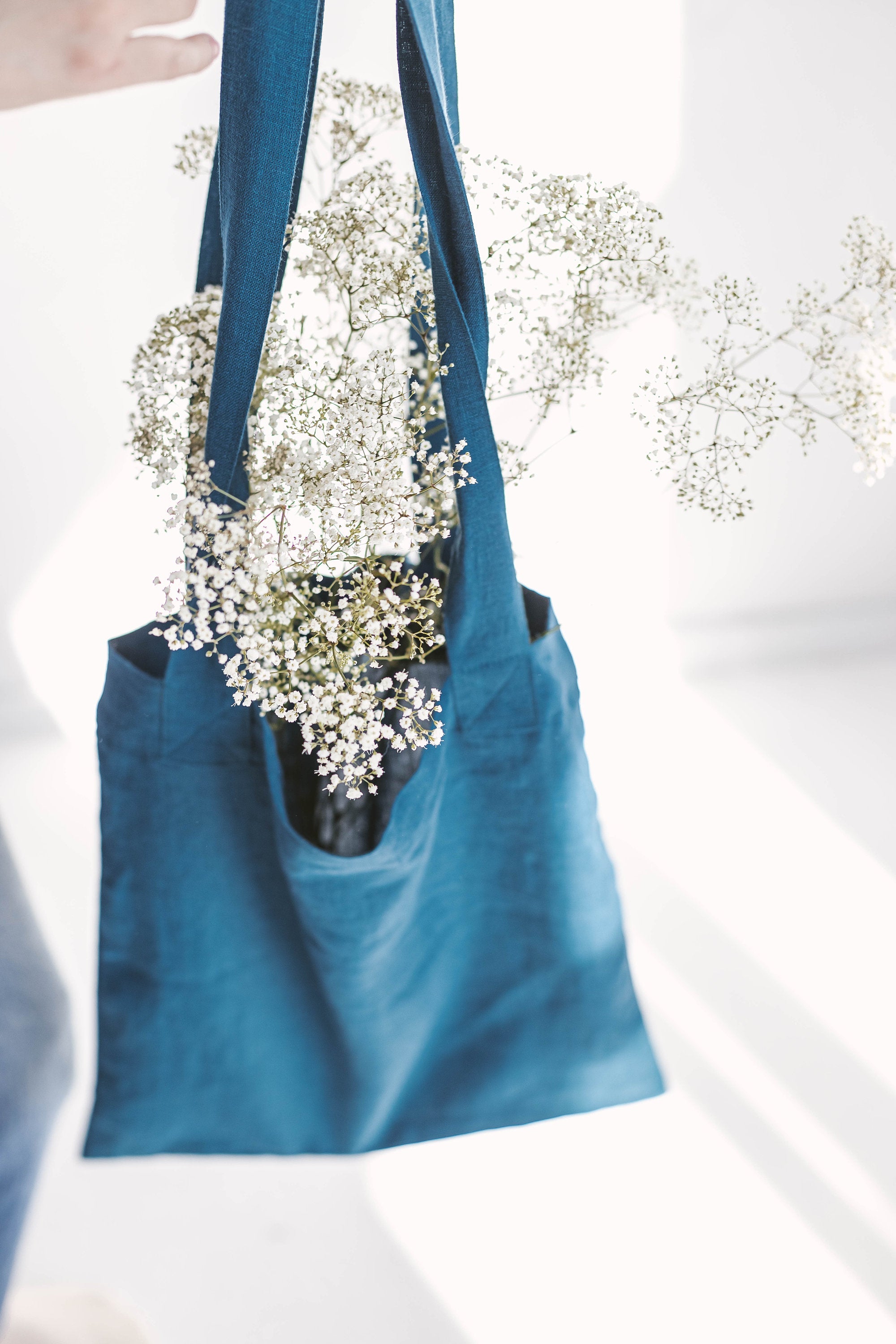 Set Of 2 Coal Gray Linen Tote Bags