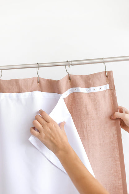 Waterproof White and Natural Linen Shower Curtain