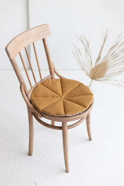 Amber and Natural light Linen Seat Pad