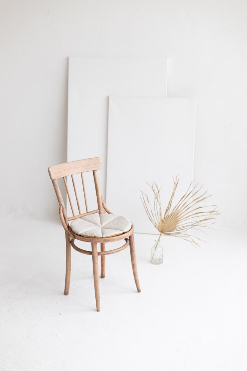 Mustard And Natural light Linen Seat Pad