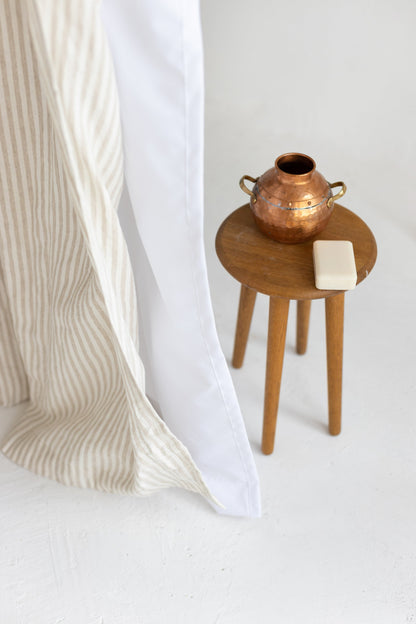 Waterproof Natural Striped Linen Shower Curtain 78"/200CM WIDTH