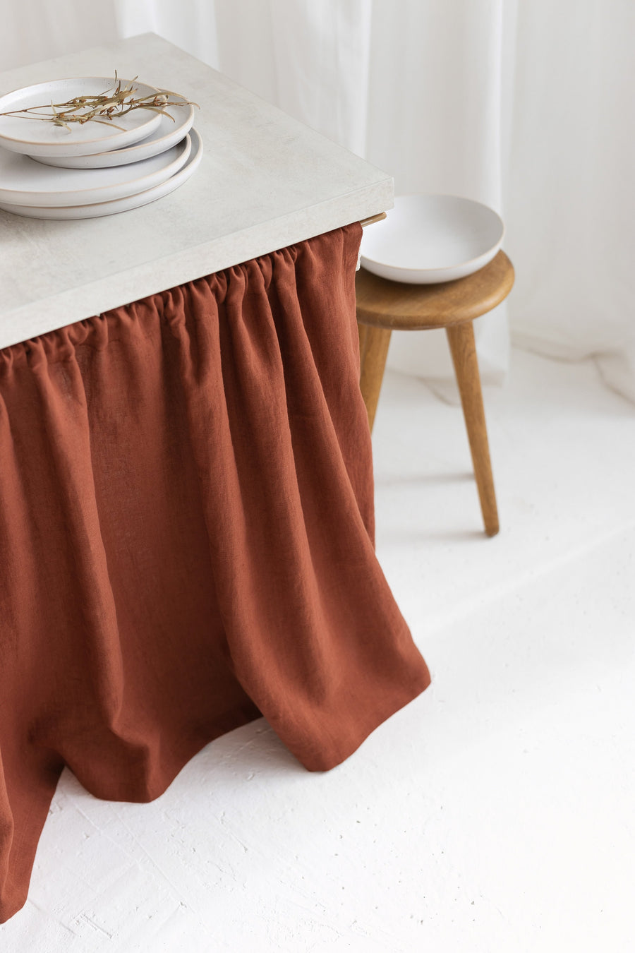 Rusty Linen Sink Skirt