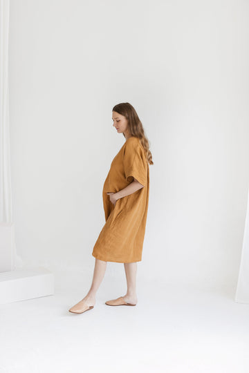 Amber Linen Maternity Dress