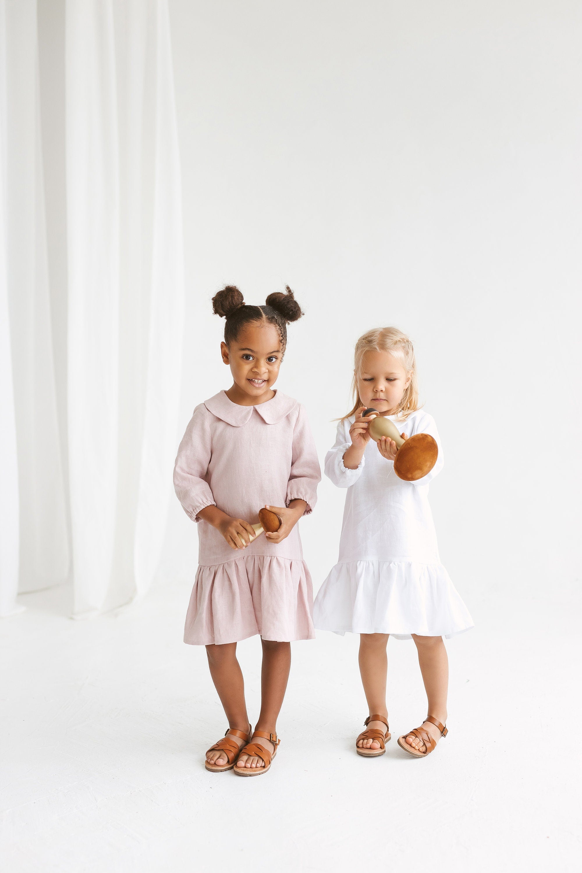 White Linen Girls Dress