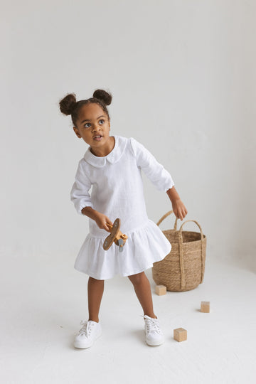 White Linen Girls Dress