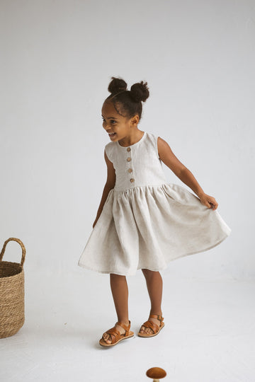 Natural light Linen Girls Dress