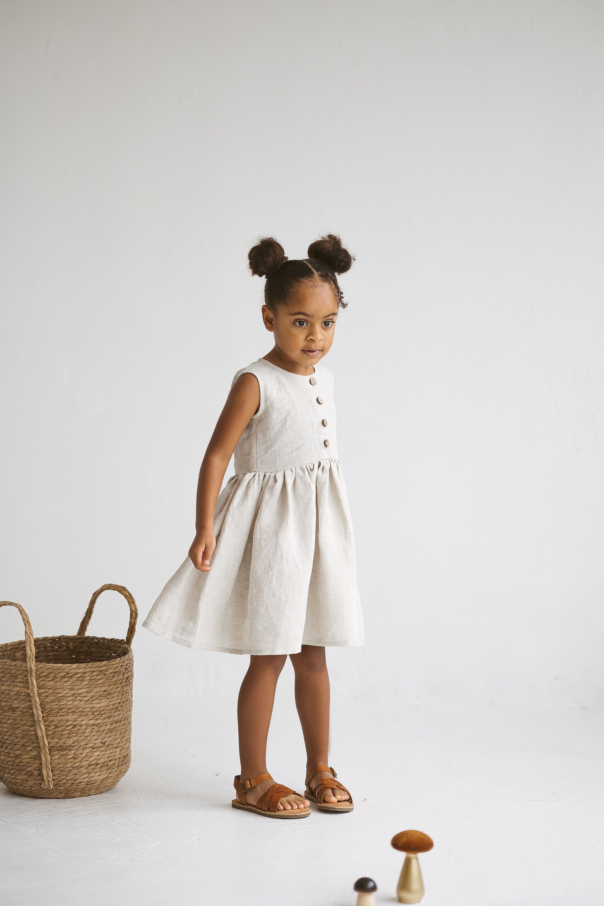 Natural light Linen Girls Dress