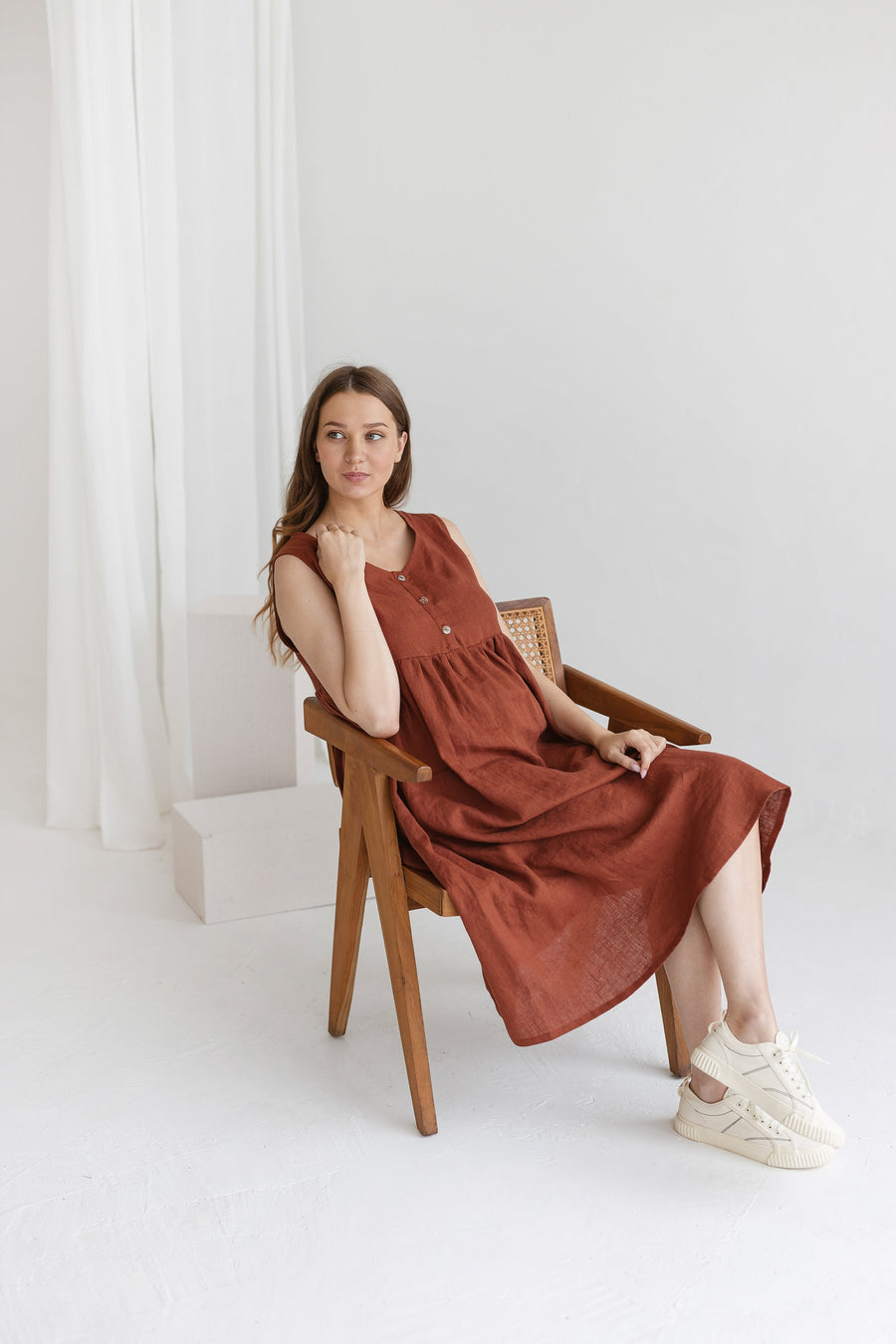 Rusty Linen Maternity Dress