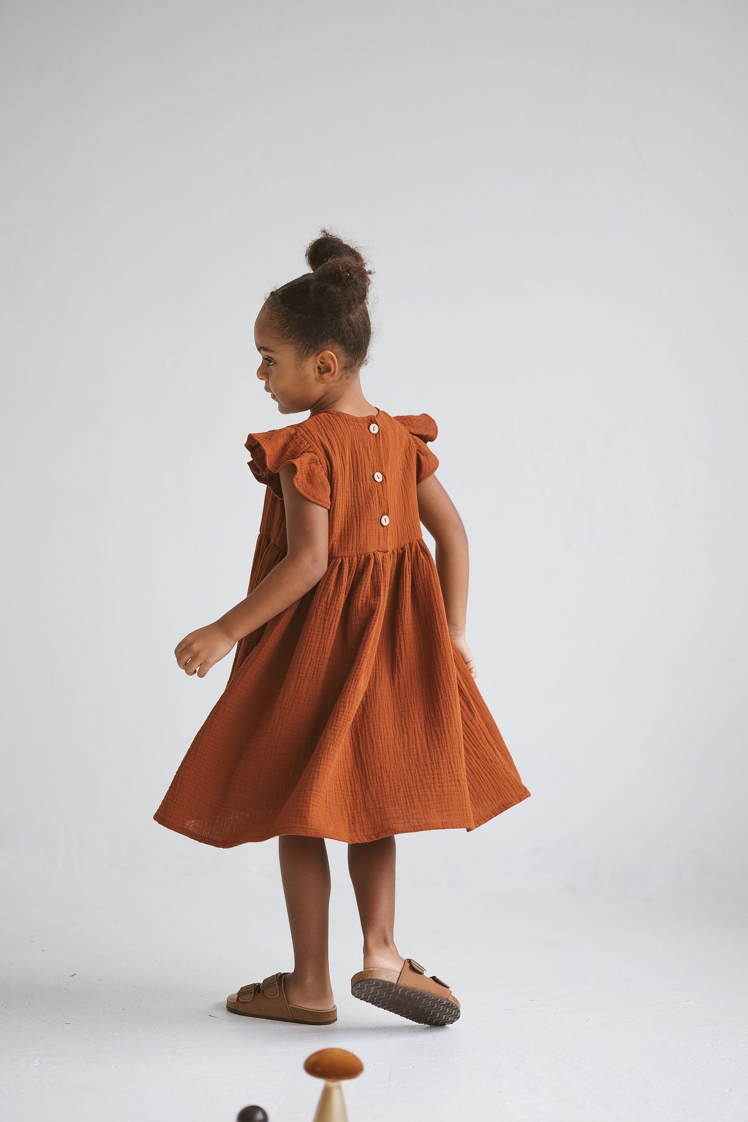 Terracotta Muslin Girls Dress