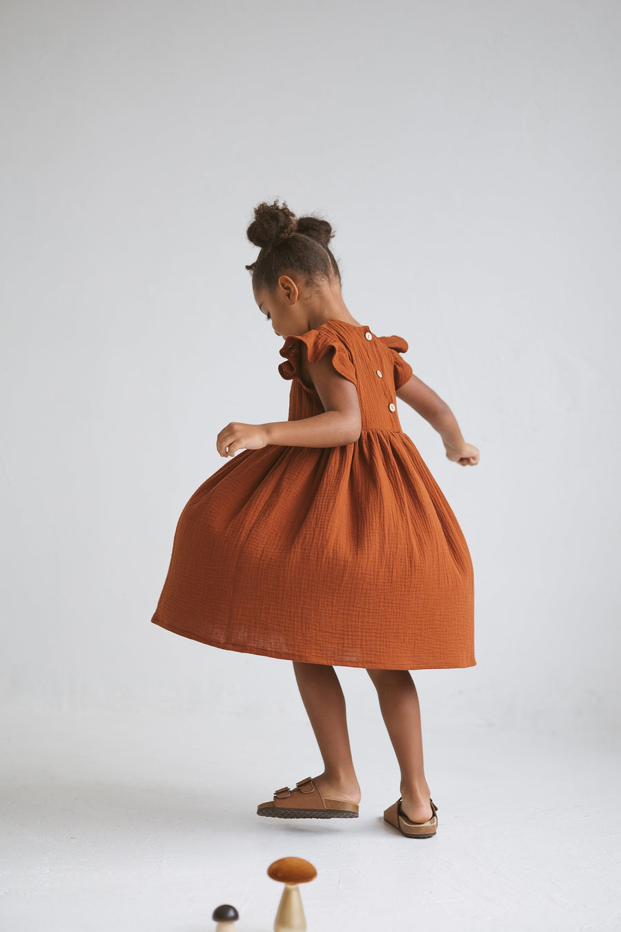Terracotta Muslin Girls Dress