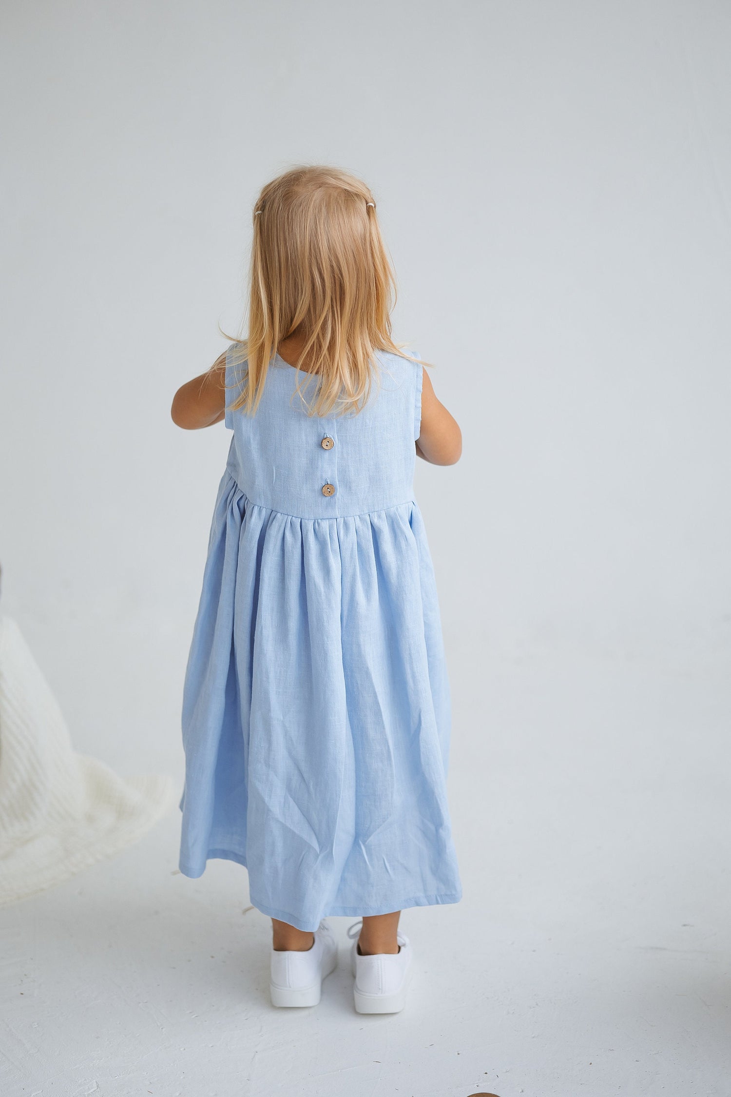 Baby Blue Girls Linen Dress Baby Blue Girls Linen Dress