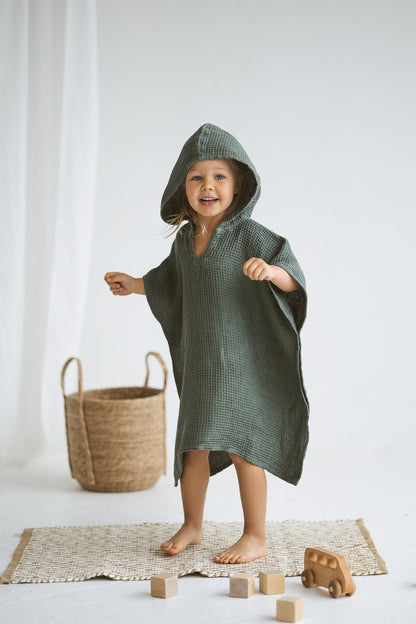 Linen Beach Poncho For Kids