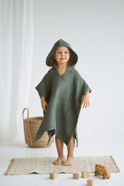 Linen Beach Poncho For Kids