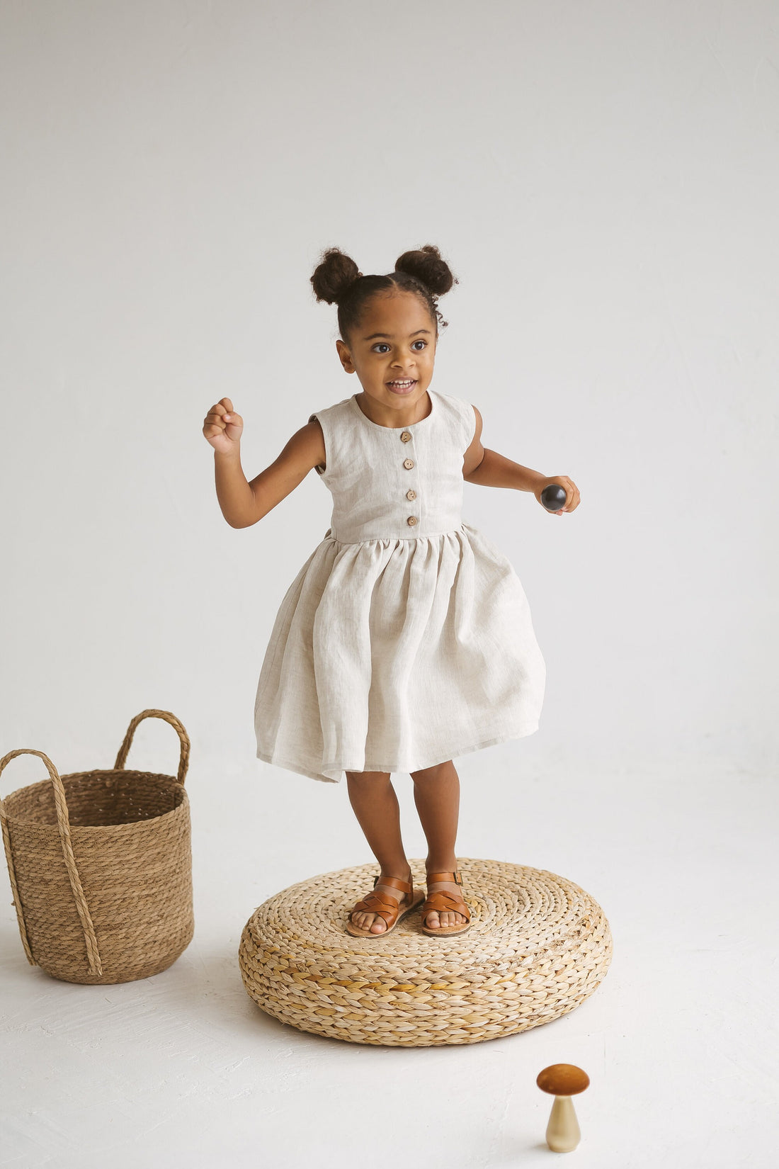 Natural light Linen Girls Dress