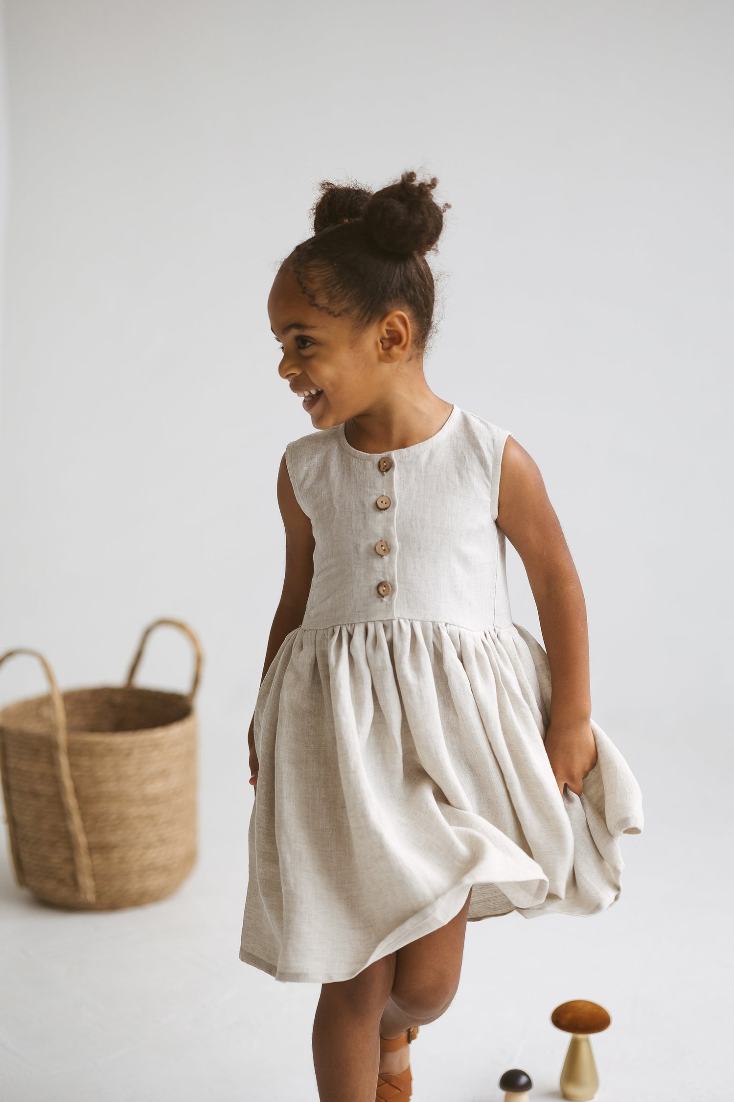 Natural light Linen Girls Dress