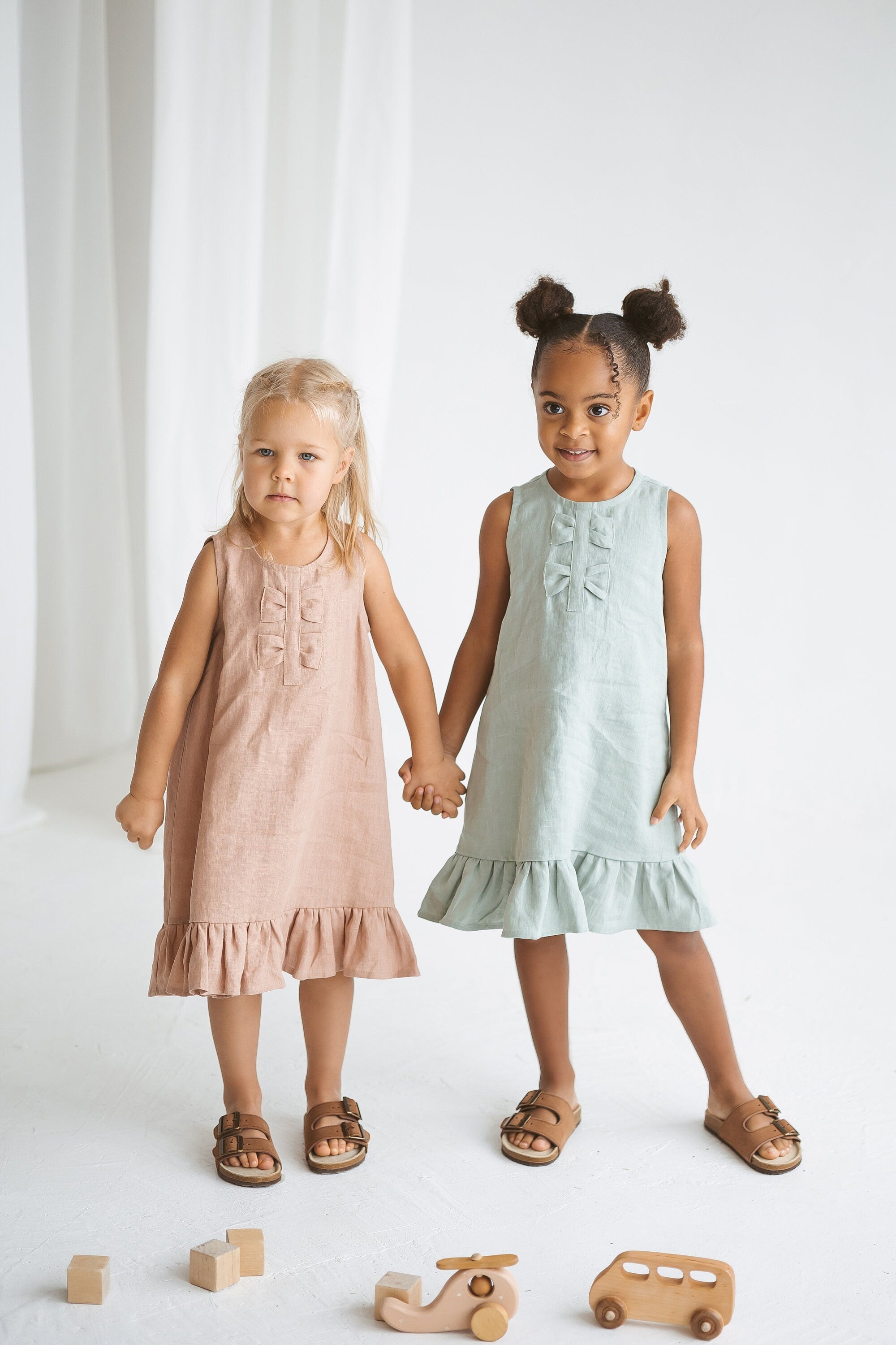 Sage Linen Girls Dress