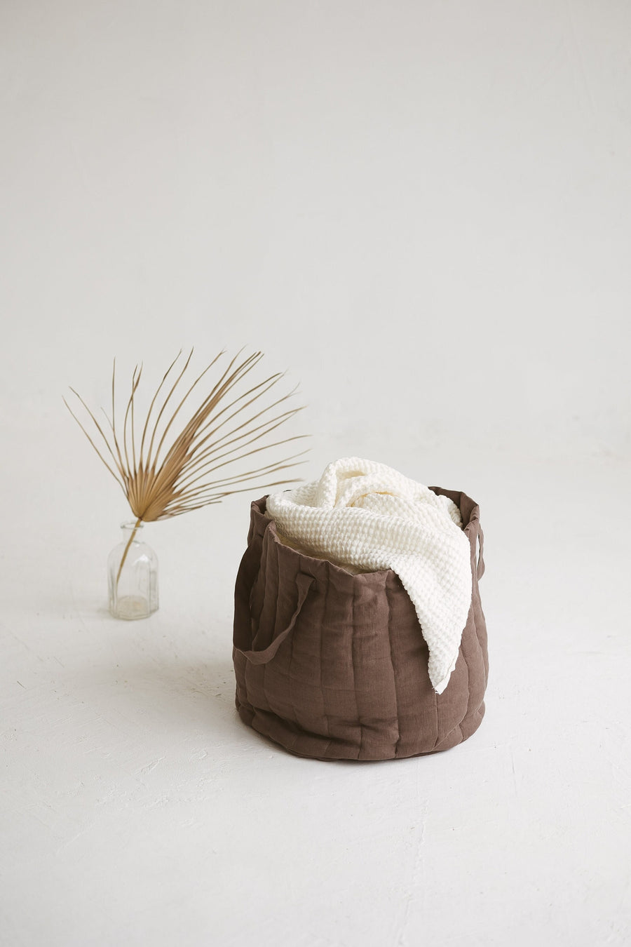 Walnut Brown Linen Laundry Basket