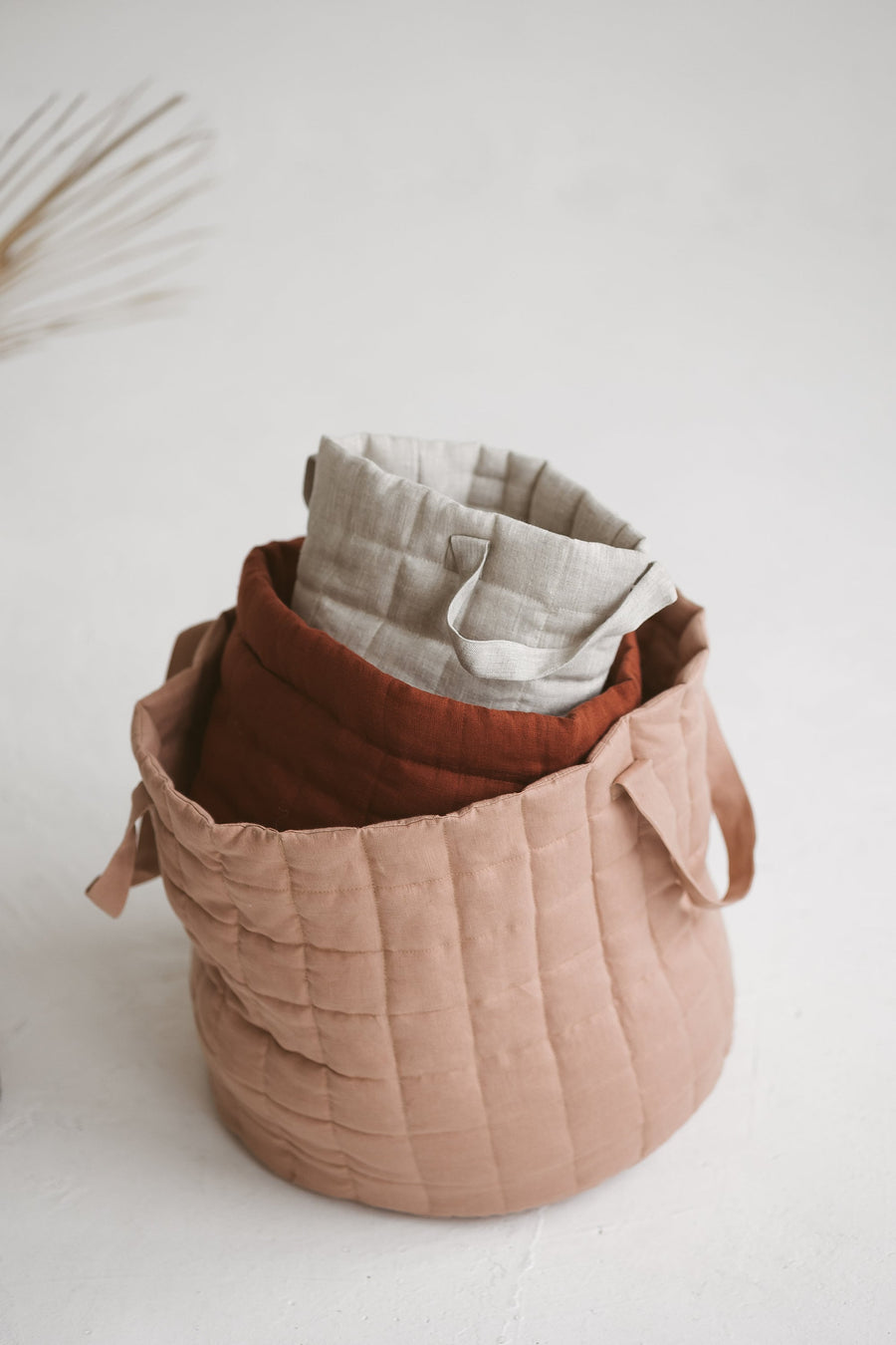 Quilted Linen Laundry Basket