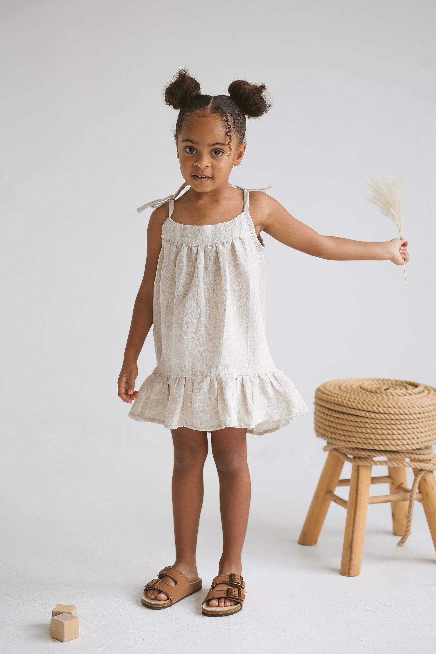 Natural light Linen Girls Dress