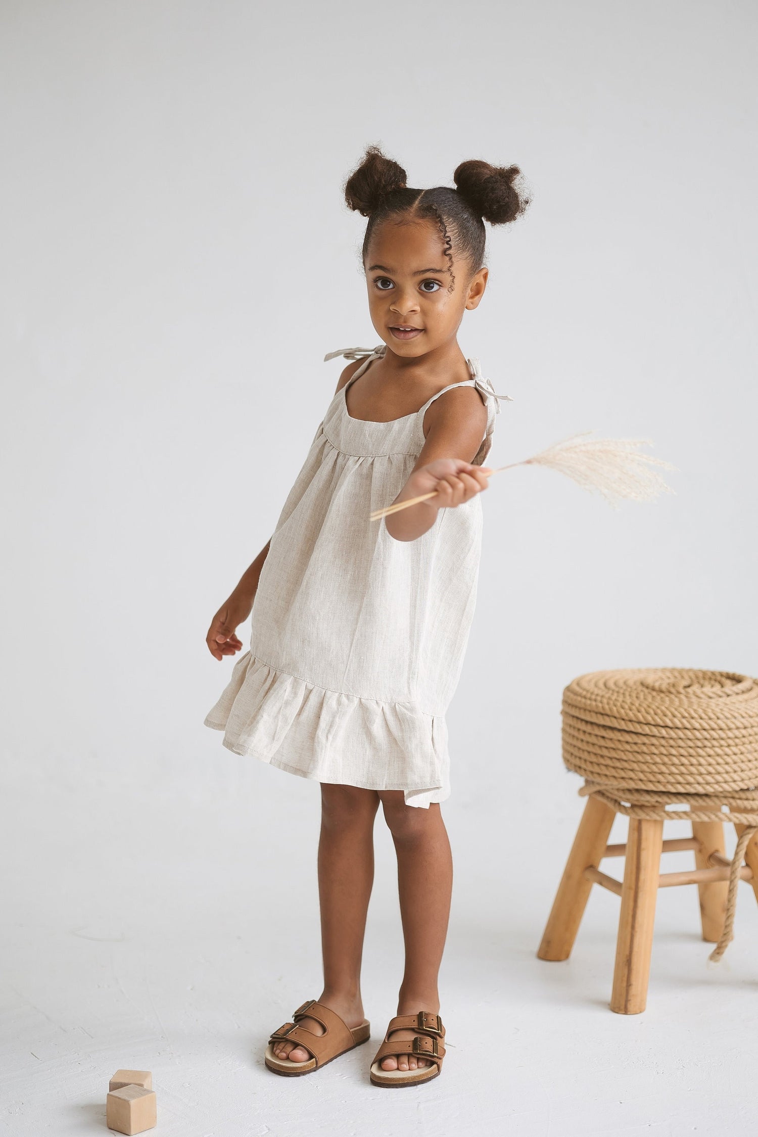 Natural light Linen Girls Dress