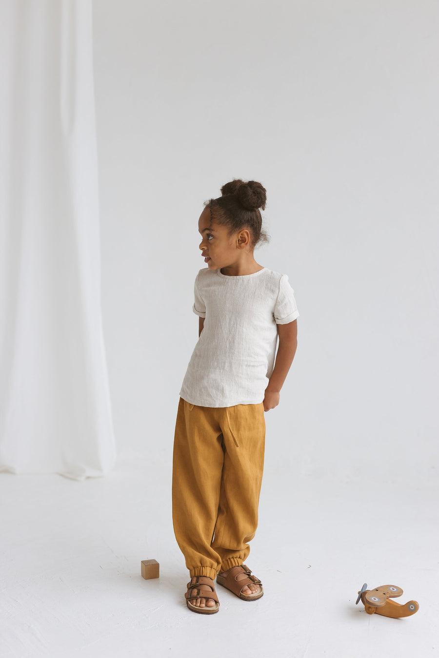 Natural light Linen Girls Top