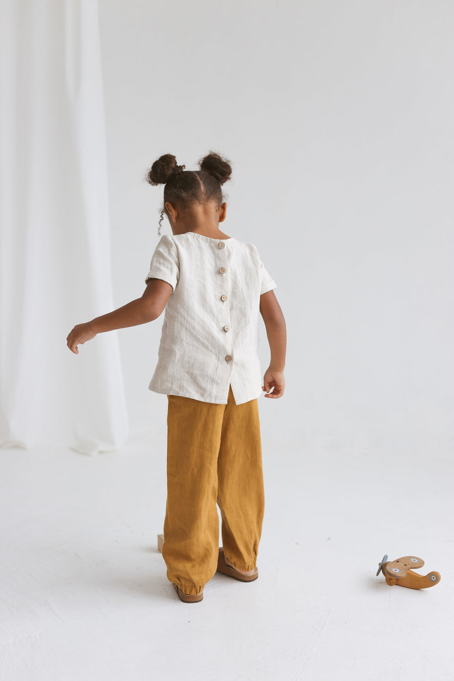 Natural light Linen Girls Top