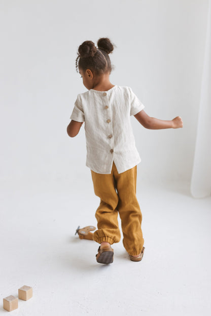 Natural light Linen Girls Top