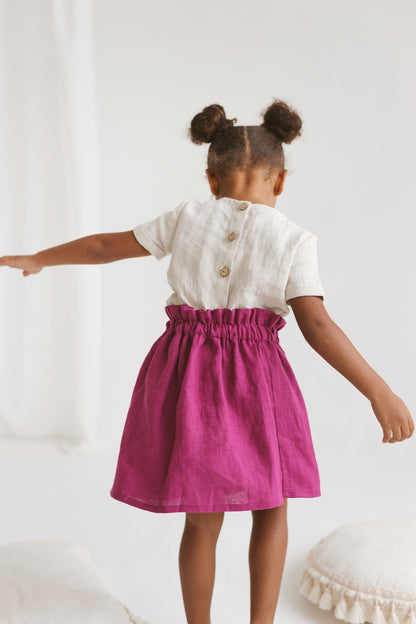 Fuschia Linen Girls Skirt