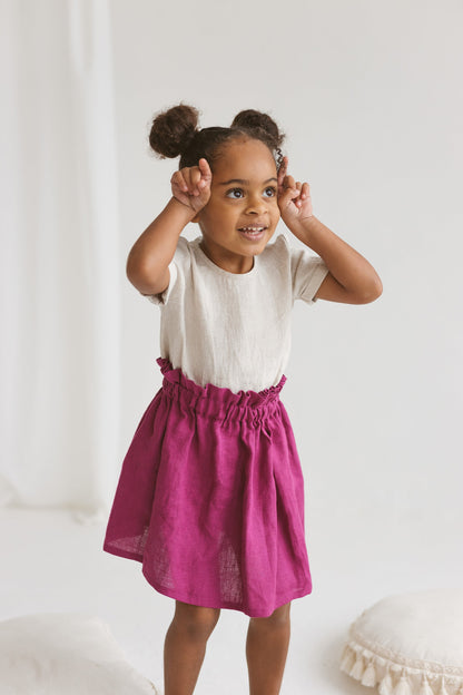 Fuschia Linen Girls Skirt