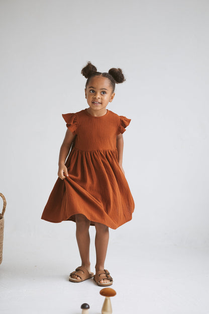 Terracotta Muslin Girls Dress