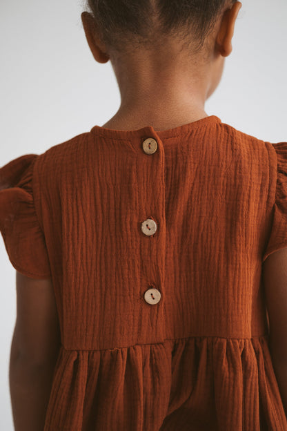 Terracotta Muslin Girls Dress