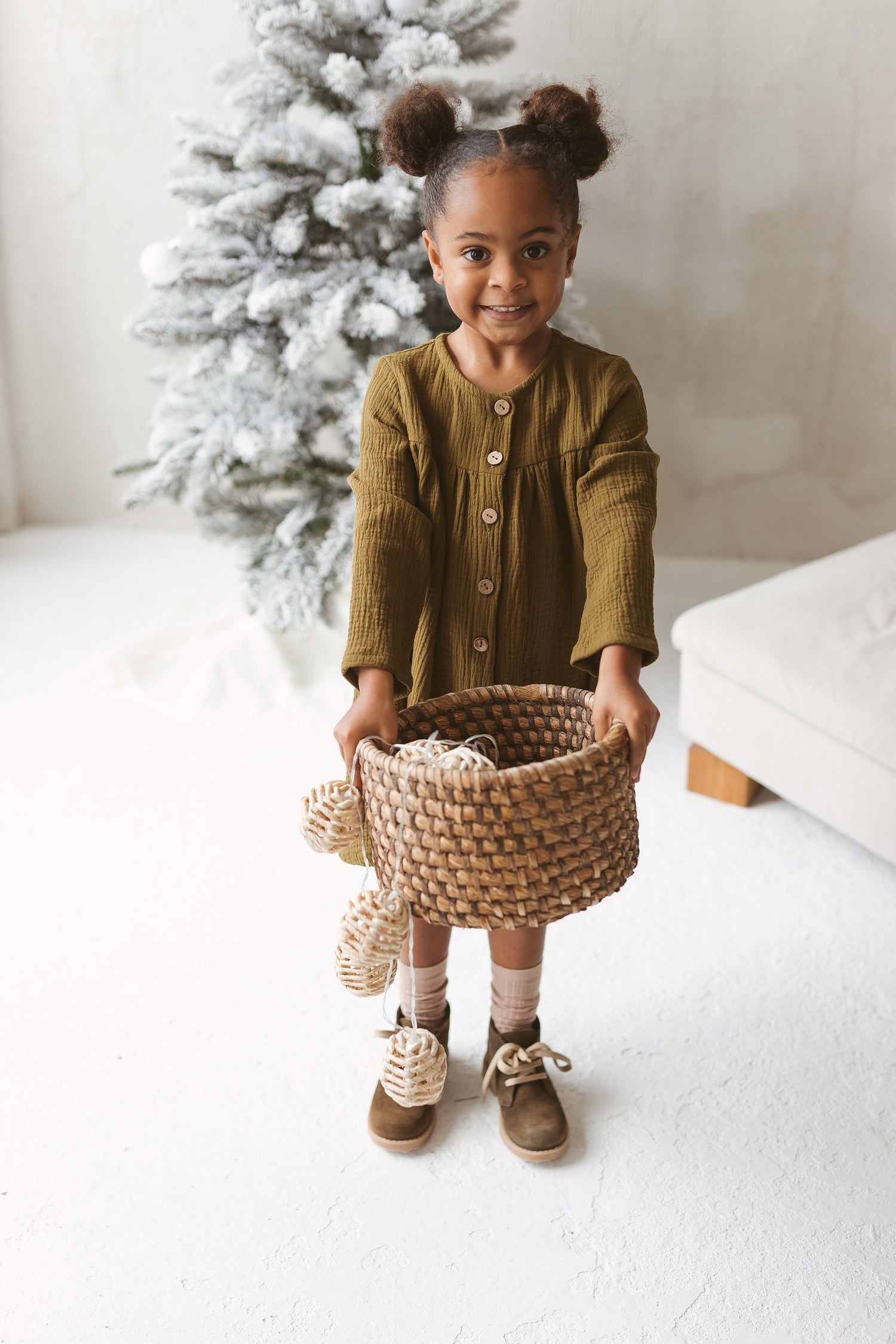 olive green dress winter Olive Green Warm Cotton Waffle Fit and Flare Maxi Dress 32" / Regular (5'2"