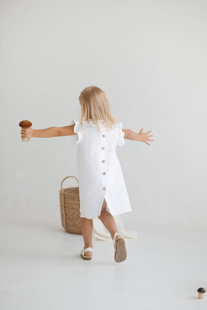 White Linen Girls Dress