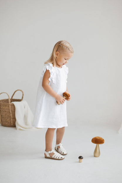 White Linen Girls Dress
