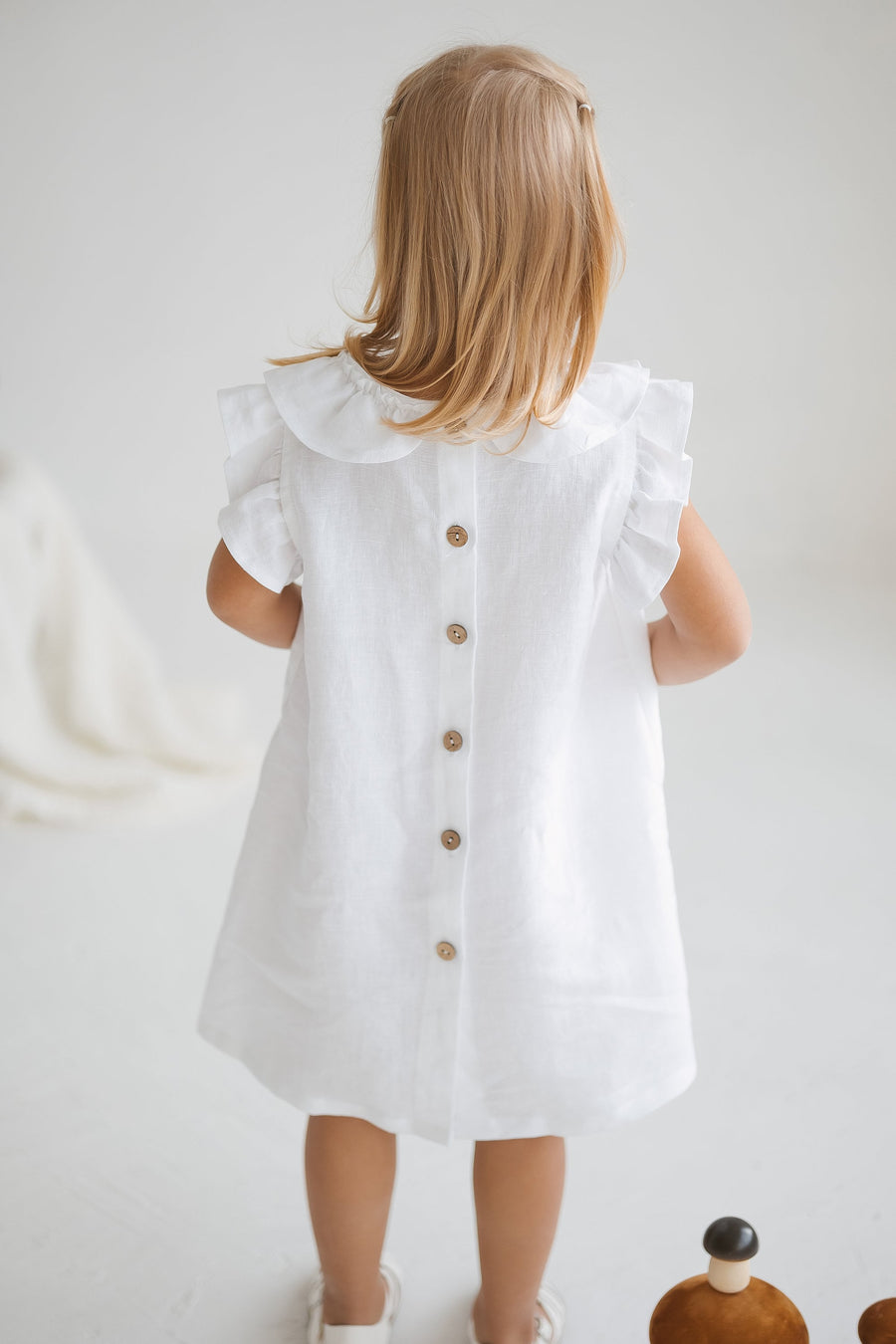 White Linen Girls Dress