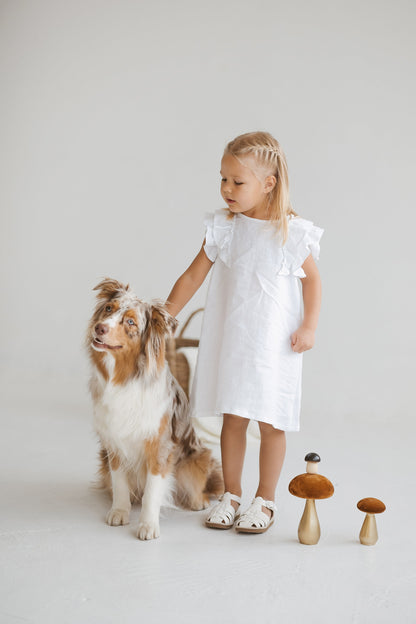 White Linen Girls Dress