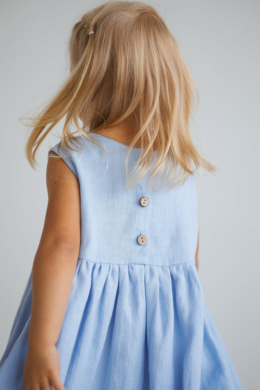 Baby Blue Girls Linen Dress