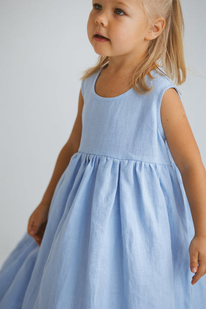 Baby Blue Girls Linen Dress | SAND SNOW LINEN Sand Snow Linen Baby Blue Girls Linen Dress | SAND SNOW LINEN Sand Snow Linen