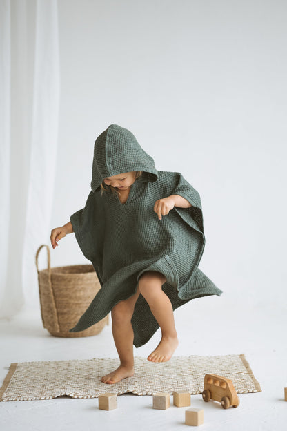 Linen Beach Poncho For Kids