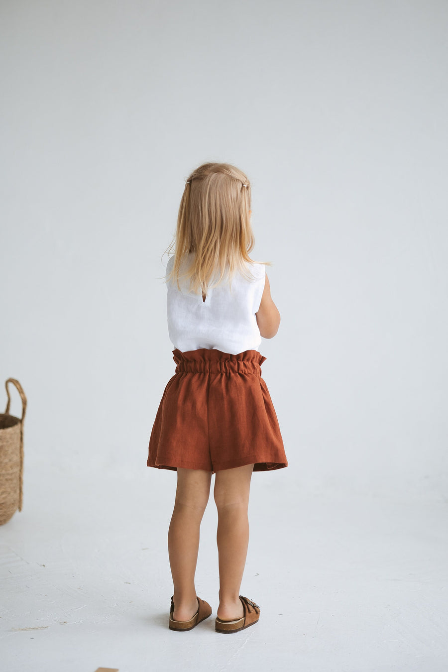 Rusty Linen Girls Shorts