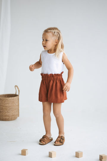 Rusty Linen Girls Shorts