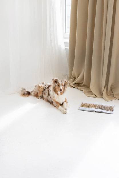 108&quot;/276 cm Wide Beige Blackout Curtain