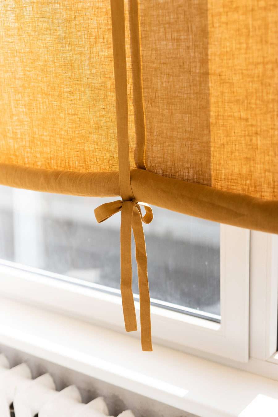 55''/140cm wide Amber Linen Roll Up blind