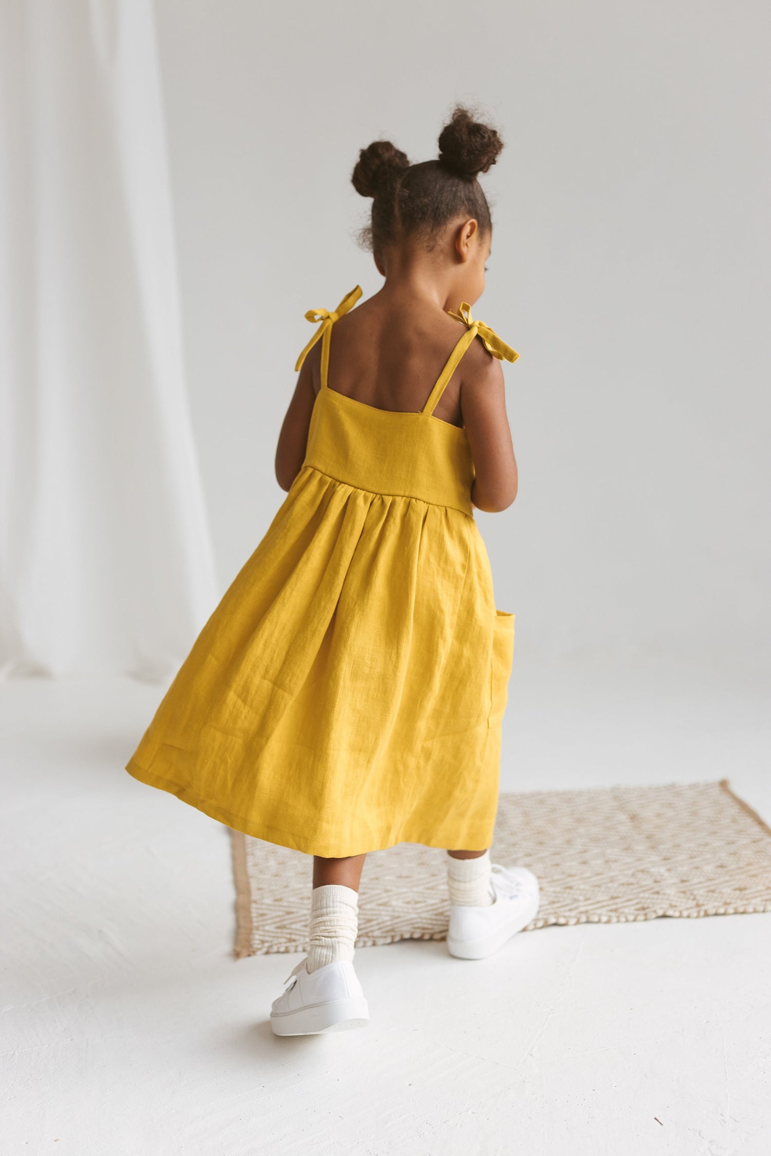 yellow pinafore dress Girls Linen Pinafore Dress
