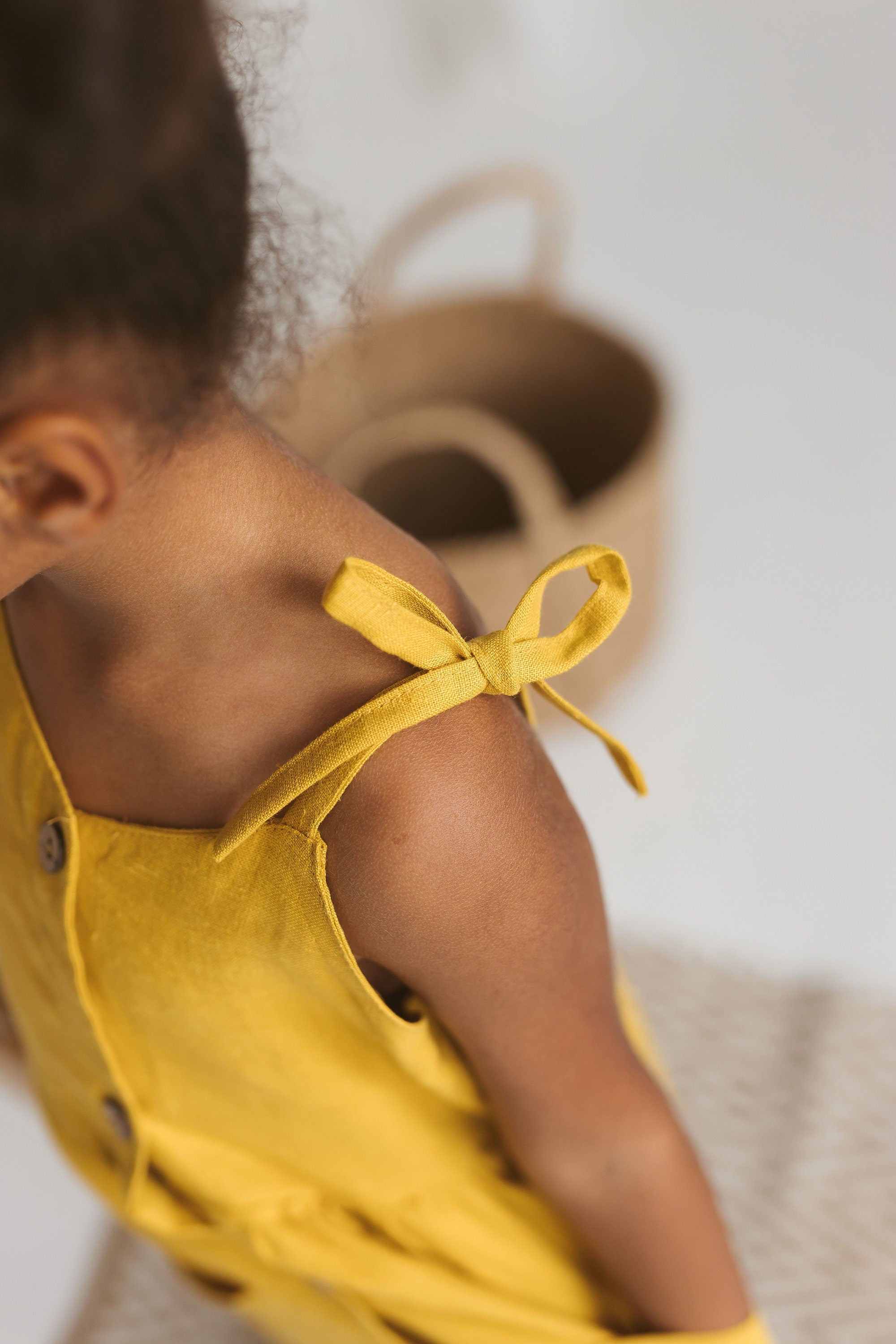 Girls Linen Pinafore Dress