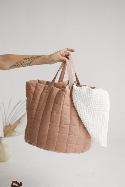 Peach Linen Laundry Basket