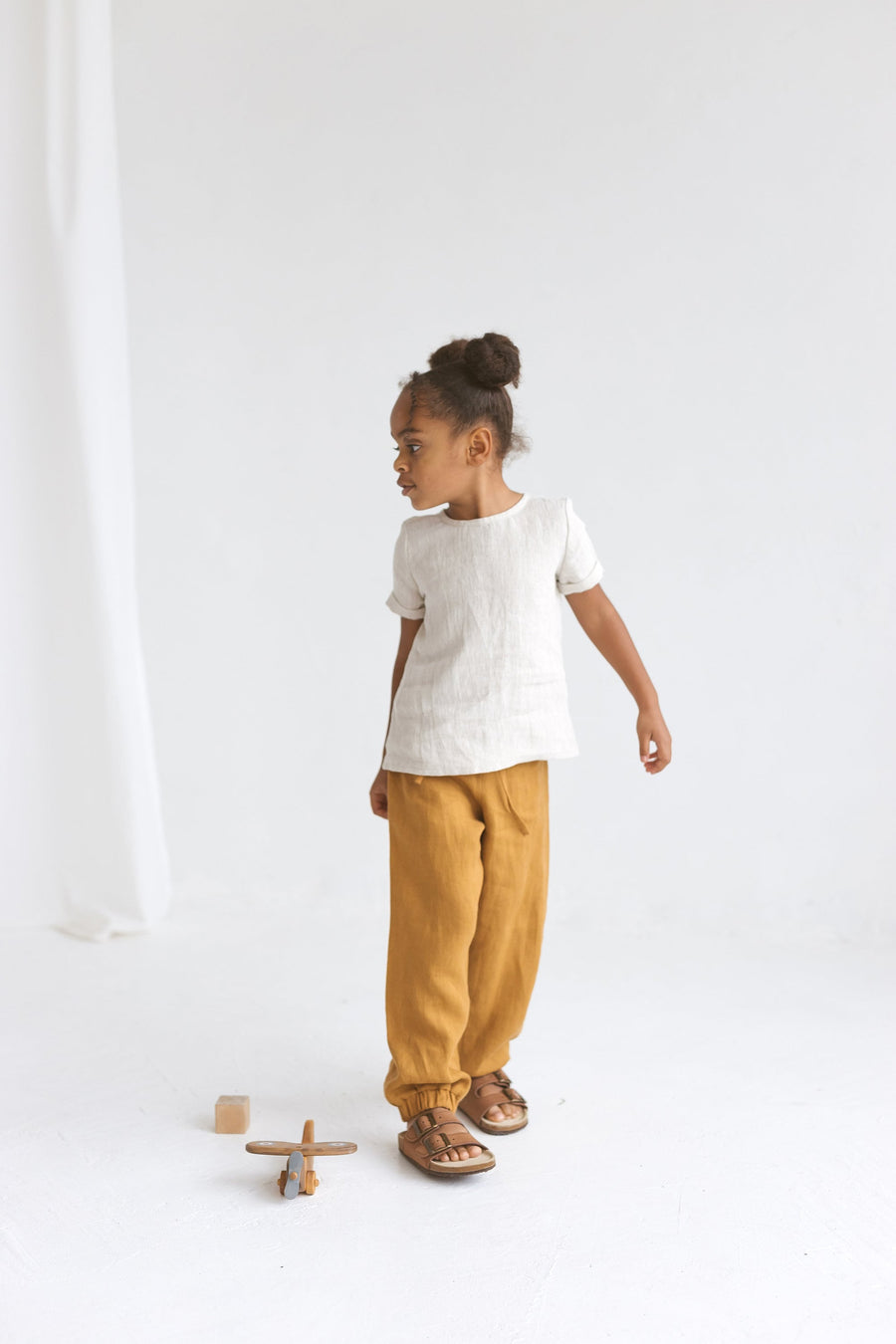 Natural light Linen Girls Top