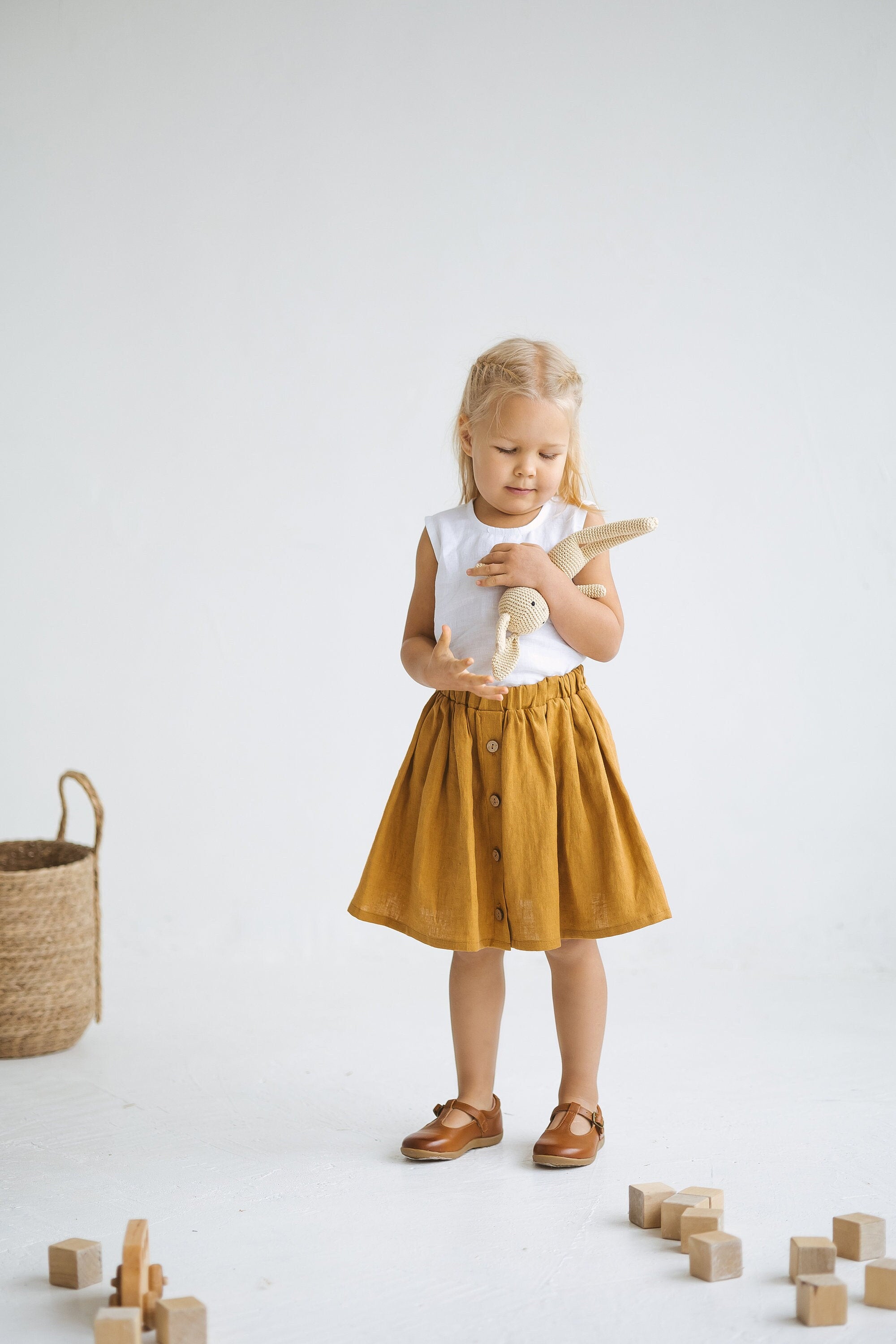 Amber Linen Girls Skirt