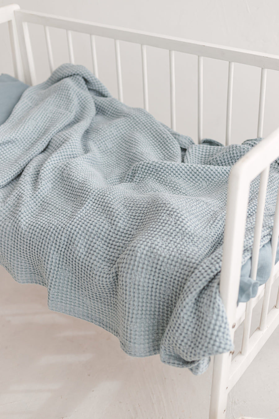 Light Blue Waffle Linen Baby Blanket