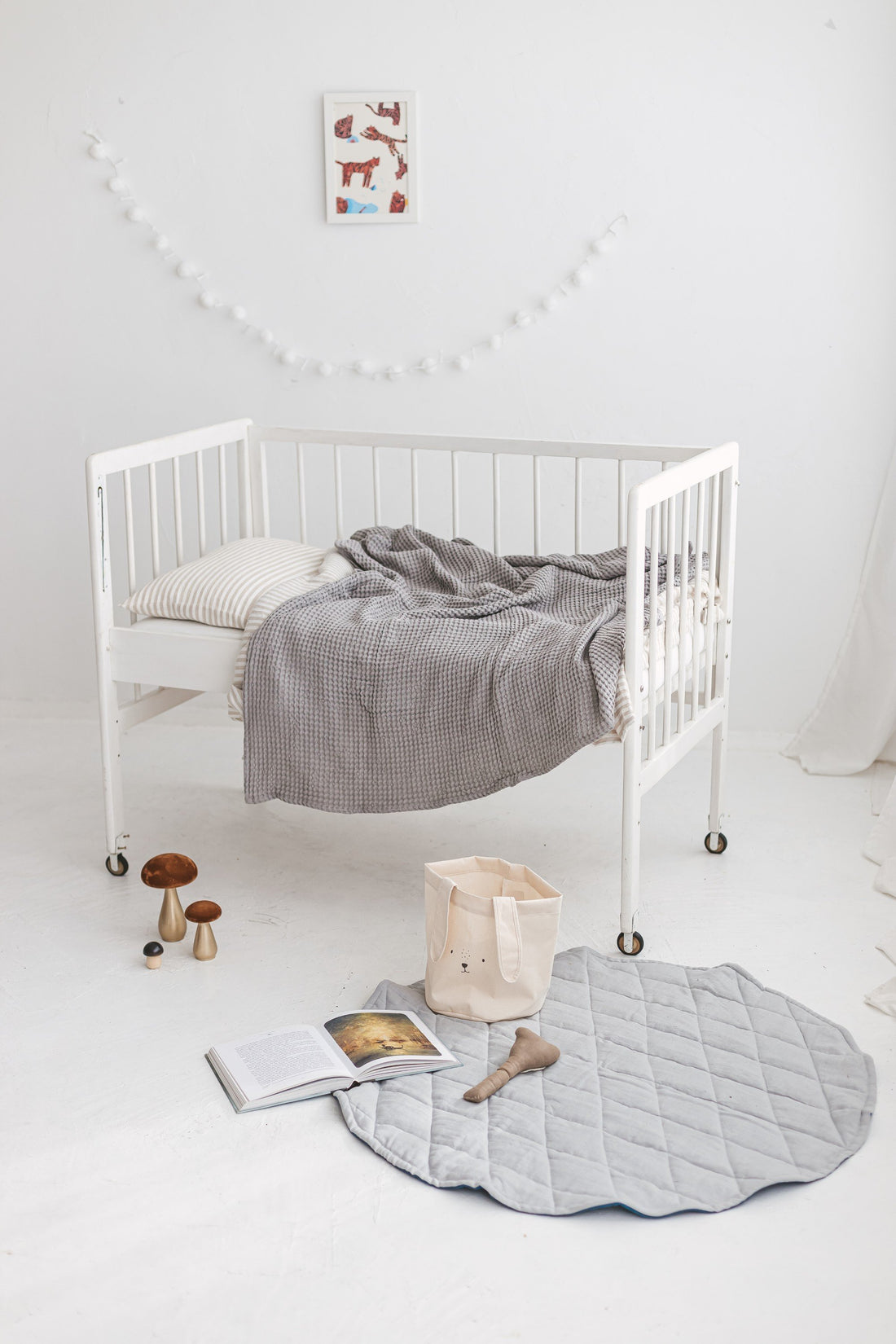 Light Gray Waffle Linen Baby Blanket